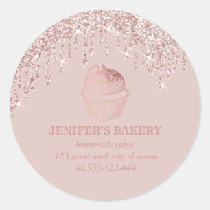 Rose Gold Tropfen Hausgemachte Kuchen und Süßigkei Runder Aufkleber