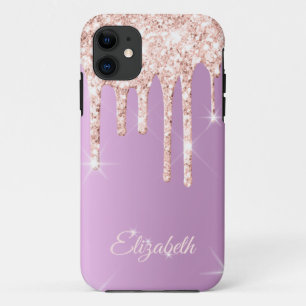 Rose Gold Tropfen Lavendel Glitzer Sparkone Monogr Case-Mate iPhone Hülle