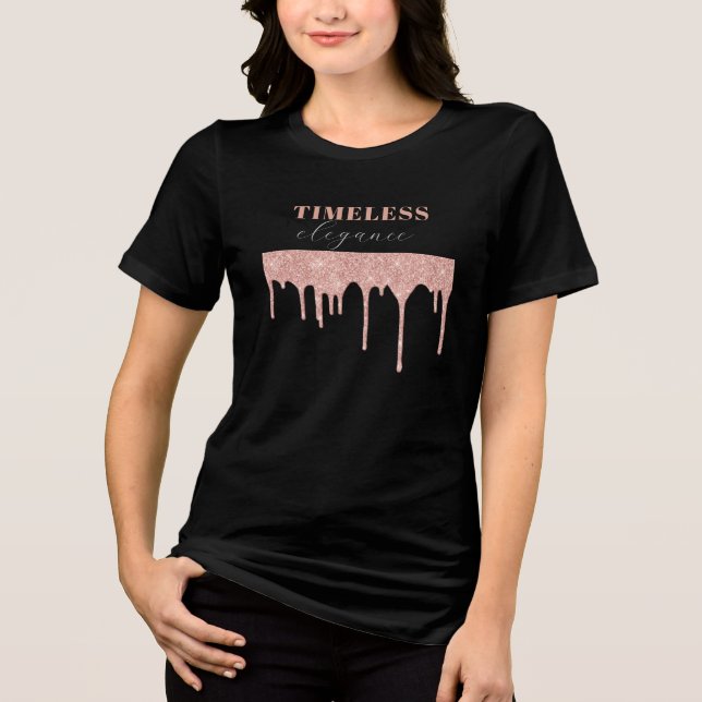 Rose Gold Tropfen mit textloser Eleganz Tri-Blend Shirt (Vorderseite)