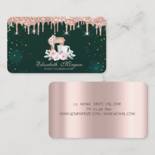 Rose Gold Tropfen Mixer Blumen Grün Visitenkarte