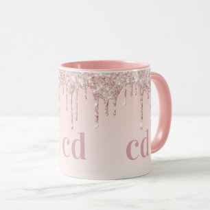 Rose Gold Tropfen Monogramm Initialen Tasse