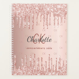 Rose Gold Tropfen Monogramm-Skript Planer