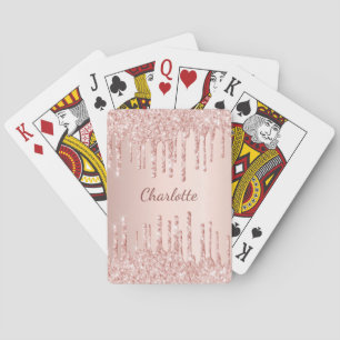 Rose Gold Tropfen Namenskript Spielkarten