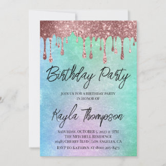 Rose Gold Tropfen Rainbow Geburtstagsparty Einladu Einladung