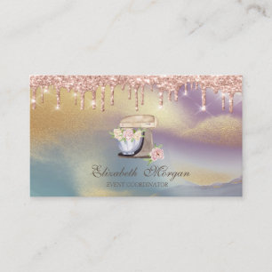 Rose Gold Tropfen Retro Mixer Blume Holografisch Visitenkarte