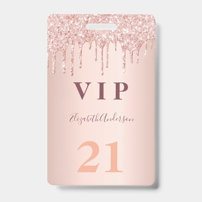 Rose Gold Tropfen Rosa Vip Ausweis (Vorderseite)
