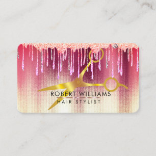 Rose Gold Tropfen Schere Haar Makeup Artist Visitenkarte
