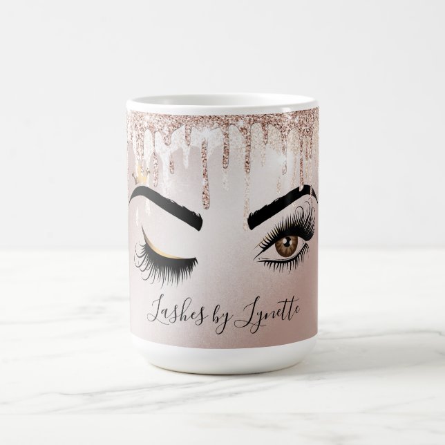 Rose Gold Tropfen wink Augen lange Leinen Kaffeetasse (Mittel)