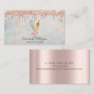 Rose Gold Tropfende Backwaren Opal Holografisch Visitenkarte