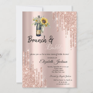 Rose Gold Tropfende Sonnenblumen Brautparty Einladung