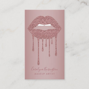 Rose Gold tropfender Glitter-Lippen Makeup-Artist Visitenkarte