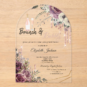 Rose Gold Tropft Florale Hochzeitsdusche Acryleinladungen