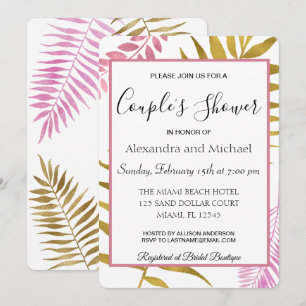 Rose Gold Tropical Floral Couple Dusche Einladung