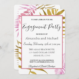Rose Gold Tropical Floral Engagement Party Einladung