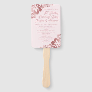 Rose Gold Tropical Hibiskus Blume Hochzeitsprogram Fächer