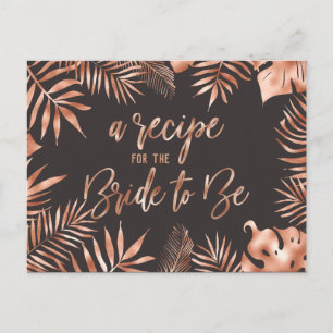 Rose Gold Tropical Leaf Brautparty Rezept Card Postkarte
