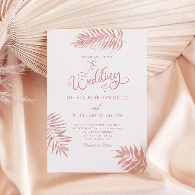 Rose Gold Tropical Palm Blätter Hochzeit Einladung (Von Creator hochgeladen)