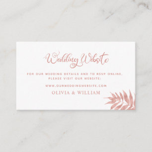 Rose Gold Tropical Palm Leaf Wedding Website Begleitkarte