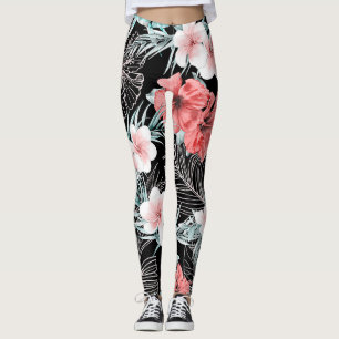 Rose Gold Tropical Paradise Island Leggings