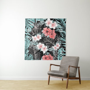 Rose Gold Tropisch Elegante Botanische Insel Luau Wandteppich