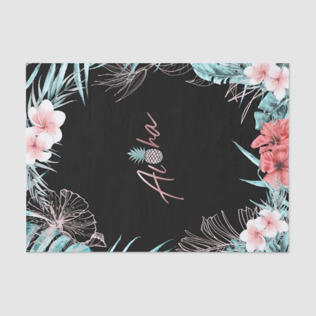 Rose Gold Tropische Ananas Aloha Luau Seidenpapier (Vorderseite)