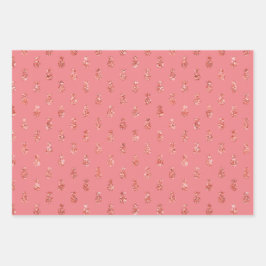 Rose Gold Tropischer Glitzer Ananas Geschenkpapier Set