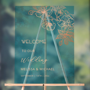 Rose Gold Türkis Transparente Hochzeit Acrylschild