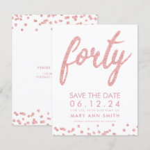 Rose Gold Typ 40. Geburtstag Rett Datum Confetti