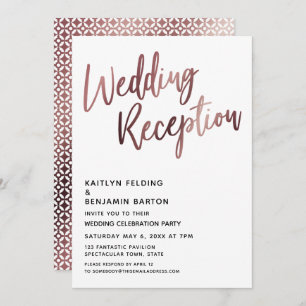 Rose Gold Typografie Hochzeitsempfang Einladung