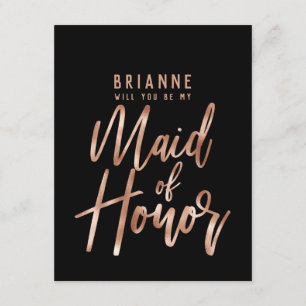 Rose Gold Typografie werden Sie meine Trauzeugin s Einladung