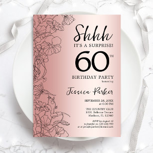 Rose Gold Überraschung 60. Geburtstag Einladung