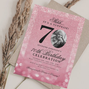 Rose Gold Überraschungs-Foto Glam 70. Geburtstag Einladung