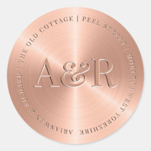 Rose Gold Umschlag Aufkleber mit Monogramm
