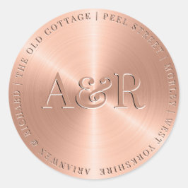Rose Gold Umschlag Aufkleber mit Monogramm