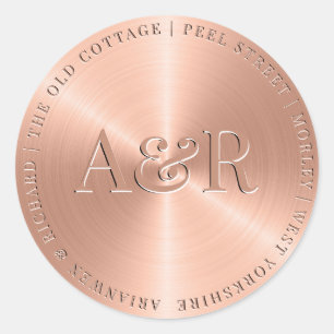 Rose Gold Umschlag Aufkleber mit Monogramm