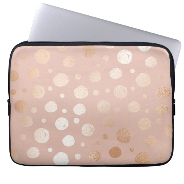 Rose-Gold- und Beige-Punktmuster Laptopschutzhülle (Vorderseite)