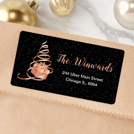 Rose Gold und Black Christmas Geschenk Adressaufkleber