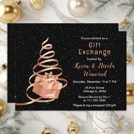 Rose Gold und Black Christmas Geschenktausch Einladung