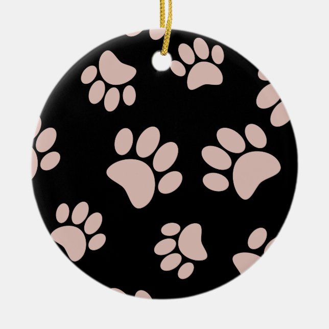 Rose Gold und Black Dog Paw Muster Keramik Ornament (Vorne)