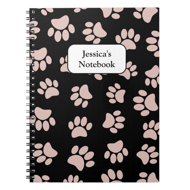 Rose Gold und Black Dog Paw Muster Notizblock (Vorderseite)