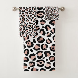 Rose Gold und Black Leopard Badhandtuch Set