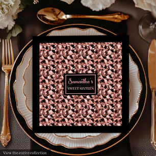 Rose Gold und Black Napkins Elegantes Party Wrap Serviette