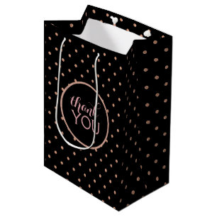 Rose-Gold und Black Polka Dots Muster Vielen Dank Mittlere Geschenktüte