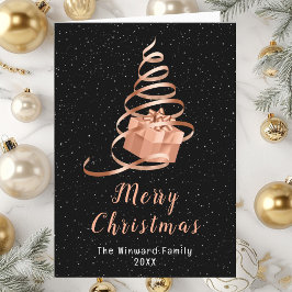 Rose Gold und Black Ribbon Geschenk Frohe Weihnach Feiertagskarte