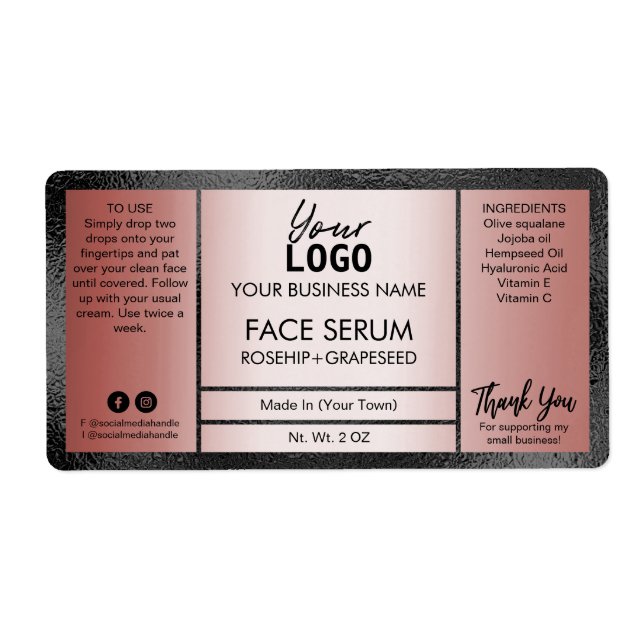 Rose Gold und Black Shine Effect Oil Serum (Vorne)