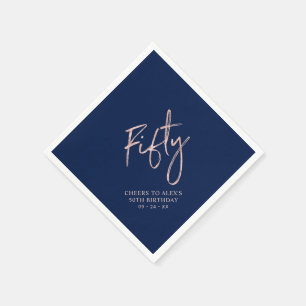 Rose Gold und Blau Fifty Erwachsene 50. Geburtstag Serviette