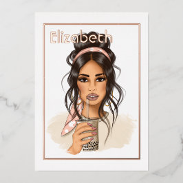 Rose Gold und Blush Birthday Tee Party Folieneinladung