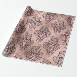 Rose Gold und Blush Französischer Wein thematisch Geschenkpapier<br><div class="desc">Paris Vintage Weinberge Muster verpacken Papier.</div>