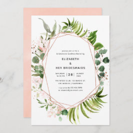 Rose Gold und Blush Geometric Bridesmaids Luncheon Einladung