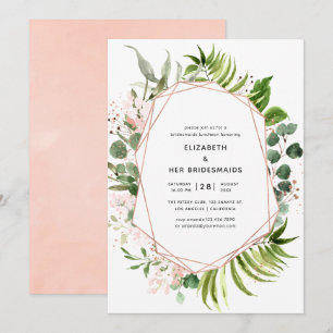 Rose Gold und Blush Geometric Bridesmaids Luncheon Einladung